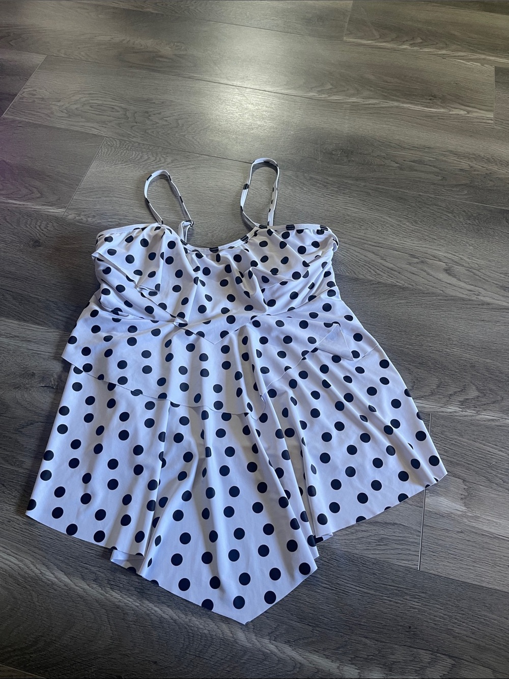 White and Black Polka Dot Swimdress